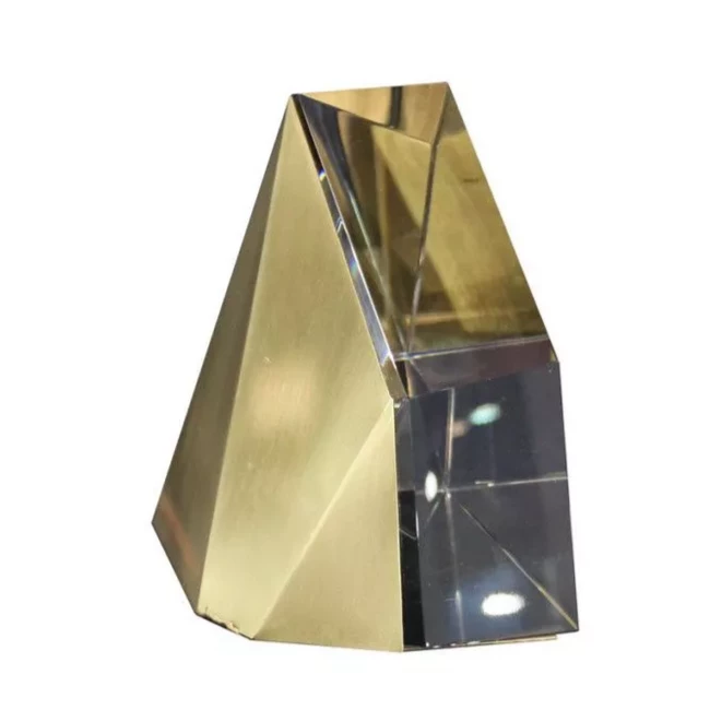 Dainte Inc THE HOME FACETED CRYSTAL & BRASS SINGLE BOOKEND 1 PIECE 1 Dainte Inc THE HOME FACETED CRYSTAL & BRASS SINGLE BOOKEND 1 PIECE