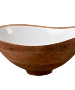 Be Home MANGO WOOD & ENAMEL LARGE BOWL | 15"