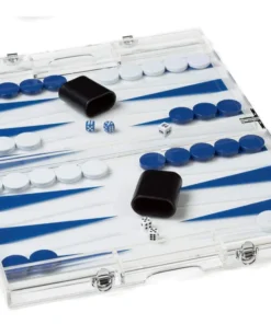 Wilouby International LUCITE BACKGAMMON SET | SMALL | DARK BLUE