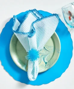 Kim Seybert SEERSUCKER STRIPE BLUE NAPKIN | SET OF 4 THE TABLE
