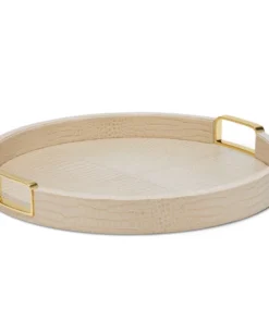 Aerin THE HOME CARINA CROC LEATHER TRAY FAWN
