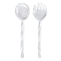 Q Squared THE SUMMER SHOP RUFFLE MELAMINE SALAD SERVERS | WHITE