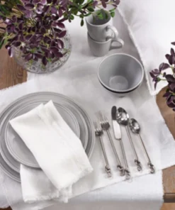 Saro Trading Company FRINGED STONE WASHED NAPKIN | IVORY