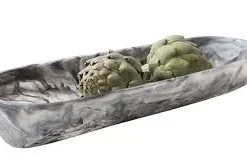 Nashi Home SWIRL RESIN BOAT BOWL BLACK SERVING