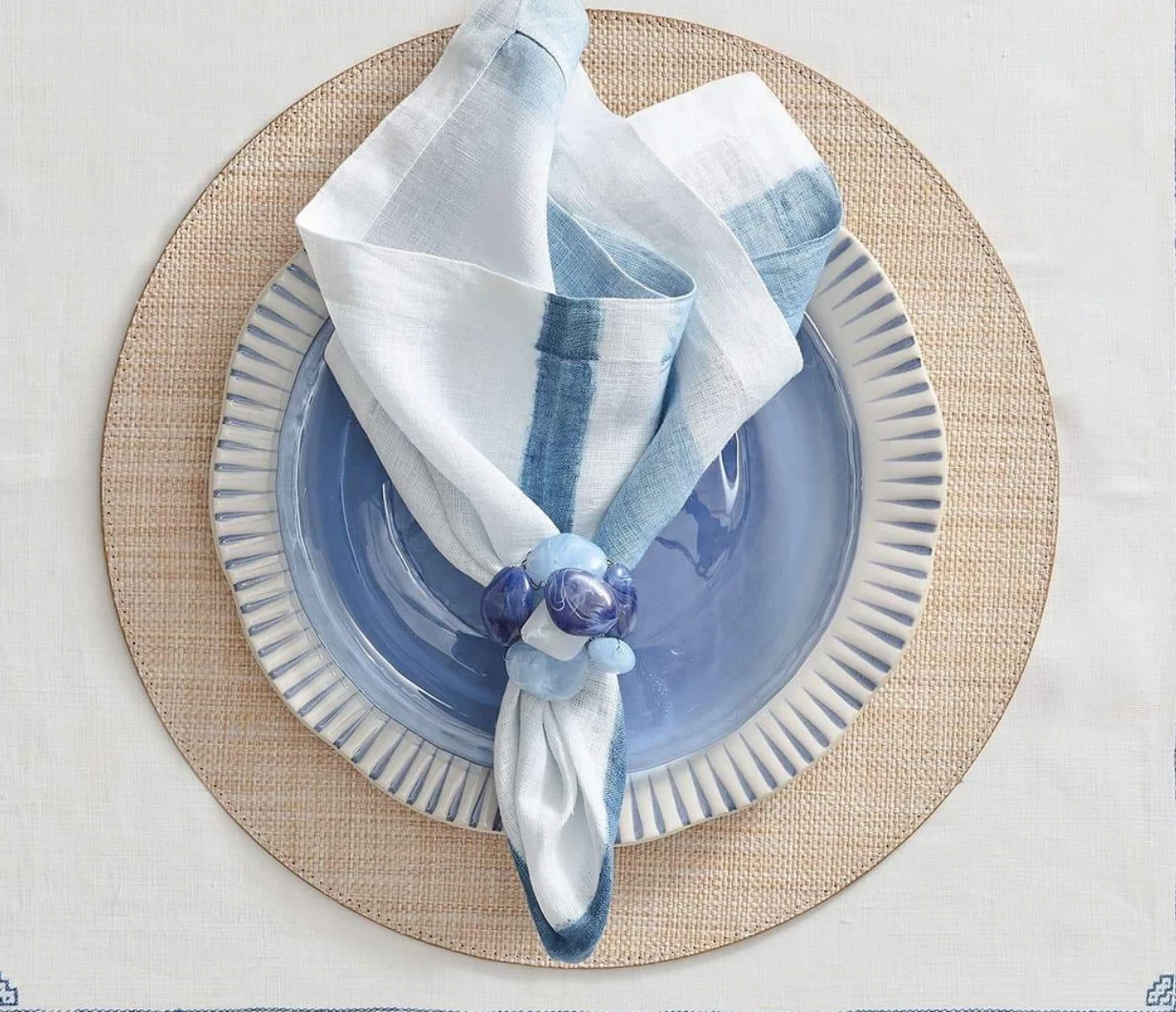 Kim Seybert THE TABLE SEA STONE NAPKIN RING SET 2 Kim Seybert THE TABLE SEA STONE NAPKIN RING SET