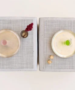 Chilewich THE TABLE BASKETWEAVE PLACEMAT | WHITE & SILVER | SQUARE