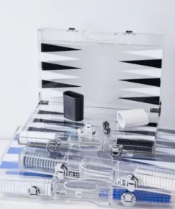 Wilouby International LUCITE BACKGAMMON SET | SMALL | DARK BLUE