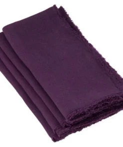 Saro Trading Company THE TABLE STONEWASHED FRINGE NAPKIN | PURPLE