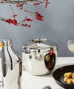 Georg Jensen Inc WINE & BAR SKY ICE BUCKET & ICE TONG SET BY GEORG JENSEN