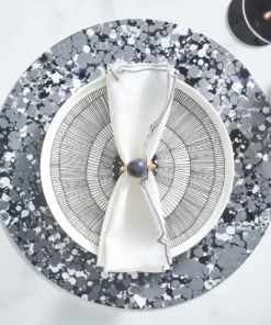 Kim Seybert SPLASH PLACEMAT BLACK & GREY