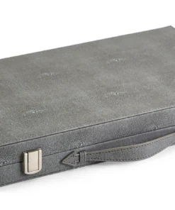 Two's Company GAMES & GADGETS SHAGREEN BACKGAMMON SET | GREY & BLACK