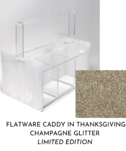 EYE CANDY SERVING UTENSILS FLATWARE CADDY | HOLIDAY EDITION | CHAMPAGNE GLITTER