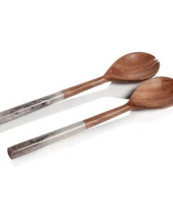 Zodax SERVING MANGO & RESIN WOOD SALAD SERVERS TAUPE