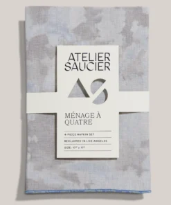 Atelier Saucier BLUE SKY EDGED LINEN NAPKIN SET THE TABLE
