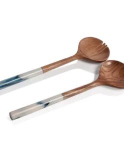 Zodax SERVING MANGO & RESIN WOOD SALAD SERVERS BLUE