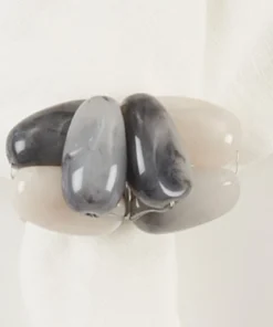 Saro Trading Company STONE CLUSTER NAPKIN RING SET