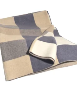 Hangai Mountain Textiles BAUHAUS CASHMERE THROW BLUE & NATURAL THE HOME