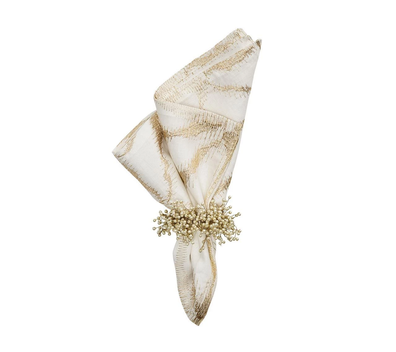 Kim Seybert LUNA NAPKIN WHITE & GOLD 1 Kim Seybert LUNA NAPKIN WHITE & GOLD