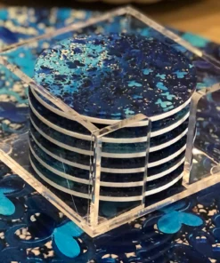 EYE CANDY WINE & BAR BLUE BUTTERFLY ACRYLIC COASTER SET