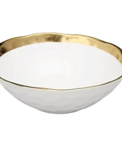Classic Touch SERVING FOCAL PORCELAIN BOWL | WHITE & GOLD