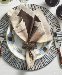Kim Seybert DIP DYE NAPKIN TAUPE & BARK