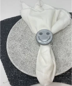 EYE CANDY THE TABLE SMILEY ACRYLIC NAPKIN RING SET 4 | VARIOUS