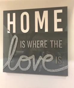 EYE CANDY HOME IS WHERE THE LOVE IS ART | GREY & MIRROR | 24 X 24 WALL DECOR