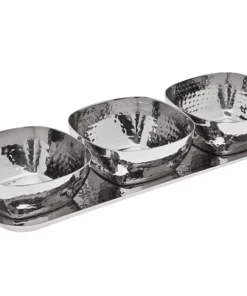 Godinger (GOD) SERVING HAMMERED TRAY WITH 3 SMALL BOWLS