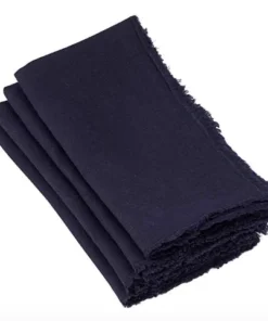 Saro Trading Company THE TABLE FRINGED STONEWASHED NAPKIN | MIDNIGHT BLUE
