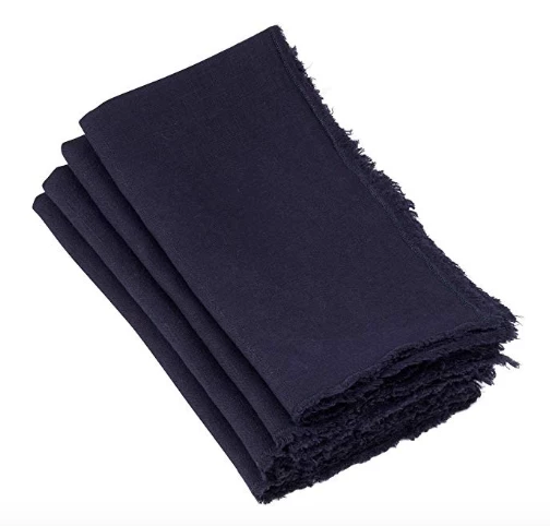 Saro Trading Company THE TABLE FRINGED STONEWASHED NAPKIN | MIDNIGHT BLUE 1 Saro Trading Company THE TABLE FRINGED STONEWASHED NAPKIN | MIDNIGHT BLUE