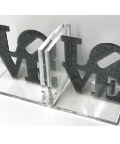 EYE CANDY LOVE BOOKENDS | SILVER GLITTER BOOKS & BOOKENDS