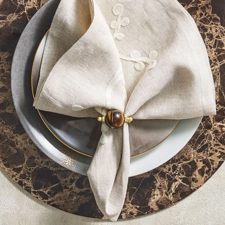 Kim Seybert MINERAL NAPKIN RING BROWN 2 Kim Seybert MINERAL NAPKIN RING BROWN