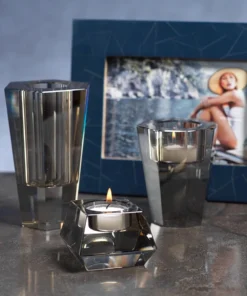 Zodax RITA CRYSTAL TEALIGHT HOLDER | SMOKE
