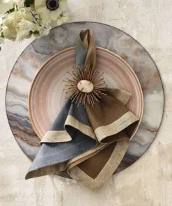 Kim Seybert DIP DYE NAPKIN GREY & TAUPE