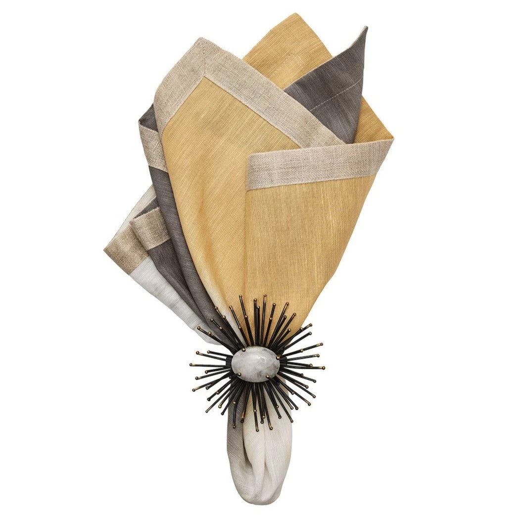 Kim Seybert THE TABLE SOLSTICE NAPKIN GREY & BEIGE 1 Kim Seybert THE TABLE SOLSTICE NAPKIN GREY & BEIGE