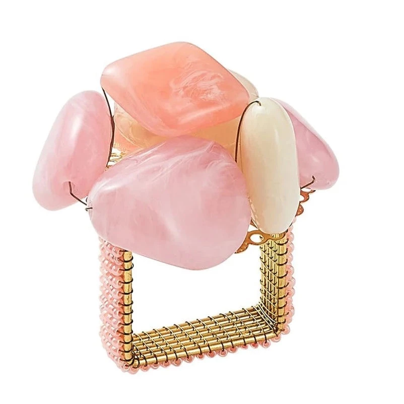 Kim Seybert THE TABLE SEA STONE NAPKIN RING SET BLUSH 1 Kim Seybert THE TABLE SEA STONE NAPKIN RING SET BLUSH