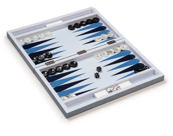 Wilouby International GAMES & GADGETS SHAGREEN BACKGAMMON SET | LIGHT BLUE | 17" 2 Wilouby International GAMES & GADGETS SHAGREEN BACKGAMMON SET | LIGHT BLUE | 17"