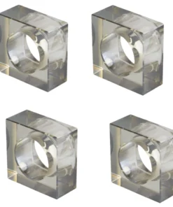 Tizo THE TABLE CRYSTAL CUBE NAPKIN RING SMOKE | SET OF 4
