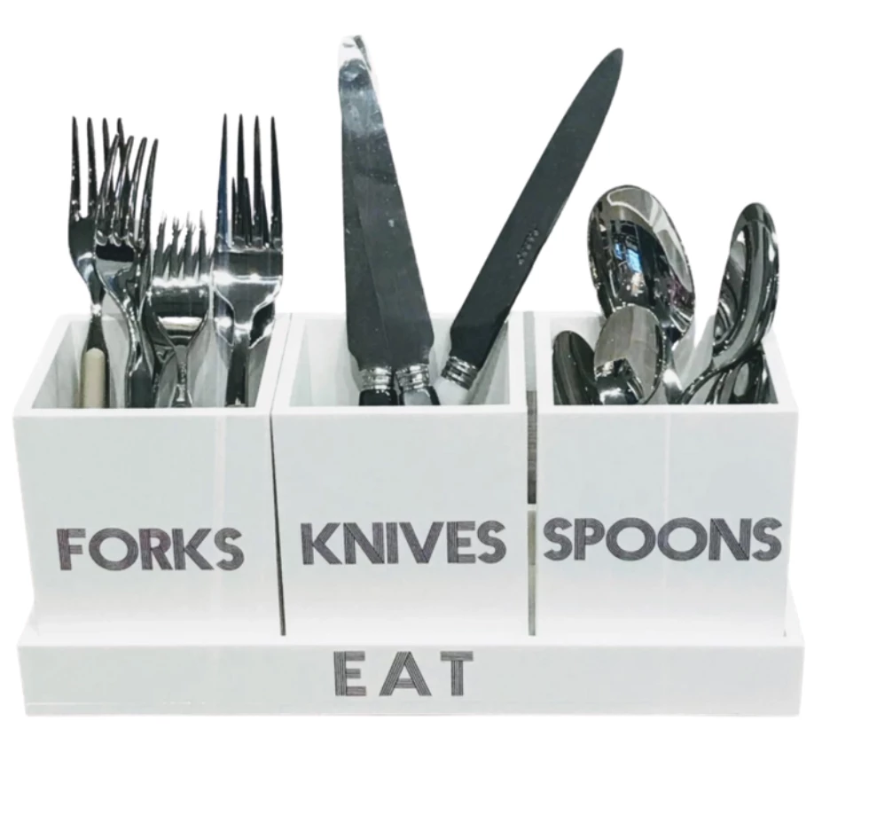 EYE CANDY LET'S EAT! ACRYLIC SILVERWARE CADDY 3 EYE CANDY LET'S EAT! ACRYLIC SILVERWARE CADDY