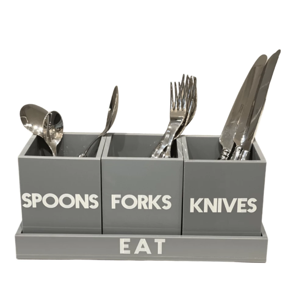 EYE CANDY LET'S EAT! ACRYLIC SILVERWARE CADDY 2 EYE CANDY LET'S EAT! ACRYLIC SILVERWARE CADDY