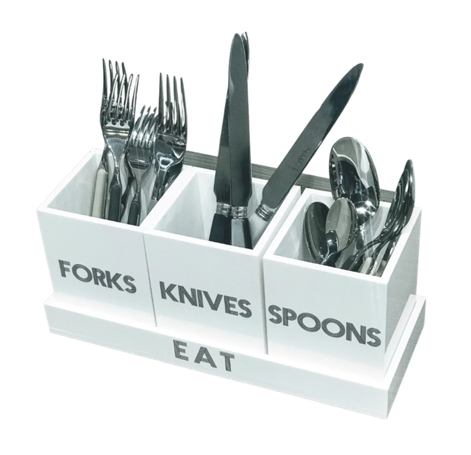 EYE CANDY LET'S EAT! ACRYLIC SILVERWARE CADDY 1 EYE CANDY LET'S EAT! ACRYLIC SILVERWARE CADDY