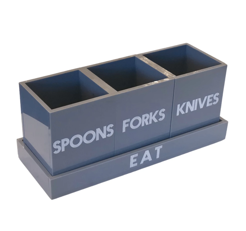 EYE CANDY LET'S EAT! ACRYLIC SILVERWARE CADDY 4 EYE CANDY LET'S EAT! ACRYLIC SILVERWARE CADDY