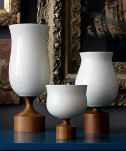 KleinReid THE HOME GORDON VASE | WHITE & WALNUT