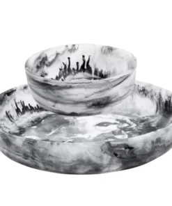 Nashi Home SERVING SWIRL RESIN ROUND BOWLS BLACK