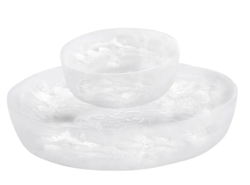 Nashi Home SERVING SWIRL RESIN ROUND BOWL | WHITE | VARIOUS SIZES 1 Nashi Home SERVING SWIRL RESIN ROUND BOWL | WHITE | VARIOUS SIZES