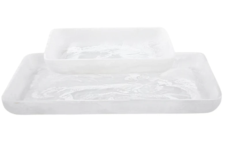 Nashi Home SWIRL RESIN RECTANGLE TRAY | WHITE | VARIOUS SIZES 1 Nashi Home SWIRL RESIN RECTANGLE TRAY | WHITE | VARIOUS SIZES