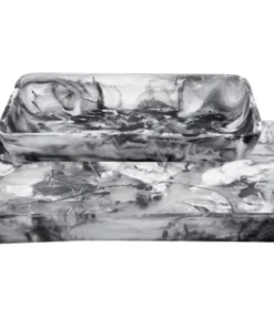 Nashi Home SWIRL RESIN RECTANGLE TRAYS BLACK
