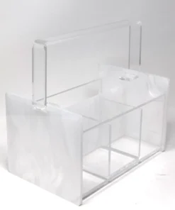 EYE CANDY SERVING UTENSILS SILVERWARE CADDY |ACRYLIC MARBLE | WHITE