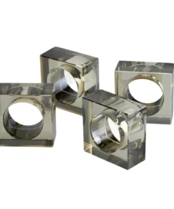 Tizo THE TABLE CRYSTAL CUBE NAPKIN RING SMOKE | SET OF 4