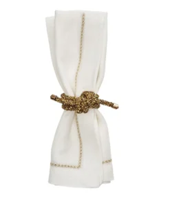 Kim Seybert STAR NAPKIN WHITE & GOLD